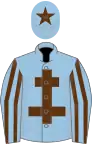 Light blue, brown cross of lorraine, striped sleeves and star on cap