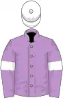 Mauve, white armlets, white cap