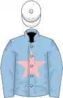 Light blue, pink star, white cap