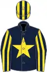 Dark blue, yellow star, striped sleeves and cap