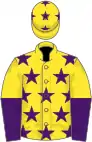 Yellow, Purple stars, halved sleeves