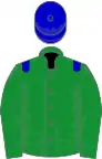Green, blue epaulets and cap