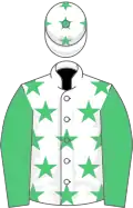 White, emerald green stars, sleeves and stars on cap