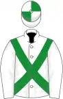 WHITE, green cross-belts, quartered cap