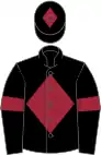 Black, maroon diamond, armlets and diamond on cap