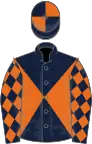 Dark Blue and Orange diabolo, diamonds on sleeves, quartered cap