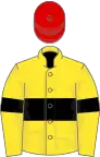 Yellow, Black hoop and armlets, Red cap