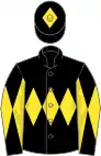 Black, yellow triple diamond, diabolo on sleeves and diamond on cap