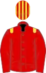 Red, yellow epaulets, striped cap