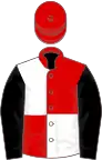 Red and White (quartered), Black sleeves, Red cap