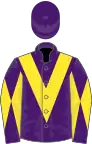 Purple, yellow chevron, diabolo on sleeves