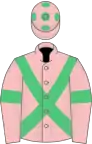 PINK, Emerald Green cross belts, Pink sleeves and Emerald Green armlet, Pink cap and Emerald Green spots