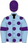 Light blue, purple spots, armlets and cap