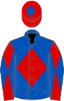 Royal Blue, Red diamond, Red and Royal Blue diabolo on sleeves, Red cap, Royal Blue diamond