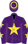 Purple, yellow star, yellow stars on sleeves, purple cap, yellow hoop