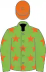 Light green, orange stars, orange cap