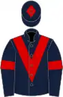Dark blue, red chevron, armlets and diamond on cap