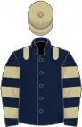 Dark blue, beige epaulets, hooped sleeves, beige cap