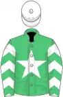 Emerald green, white star, chevrons on sleeves, white cap