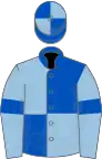 Royal blue and light blue (quartered), light blue sleeves, royal blue armlets