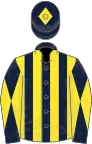 Dark Blue and Yellow stripes, diabolo on sleeves, Dark Blue cap, Yellow diamond