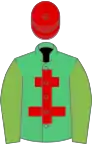 Emerald green, red cross of lorraine, light green sleeves, red cap