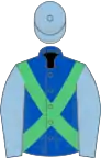 Royal Blue, Emerald Green cross belts, Light Blue sleeves and cap