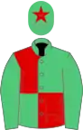Emerald green and red (quartered), emerald green sleeves, emerald green cap, red star