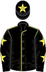 Black, yellow seams, stars on sleeves, star on cap