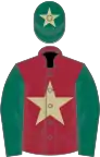 Maroon, Beige star, Dark Green sleeves, Dark Green cap, Beige star