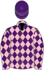 Purple and pink diamonds, pink sleeves, purple diamonds, purple cap