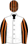 White, Black and Orange striped sleeves and cap