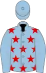 Light blue, red stars on body