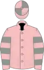PINK, grey hooped sleeves, quartered cap