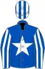 Royal blue, white star, striped sleeves and cap