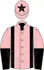 Pink, black braces, halved sleeves and star on cap