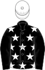 Black, white stars on body, white cap
