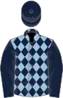 Light blue, dark blue diamonds, sleeves and cap