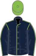 Dark blue, light green seams, light green cap