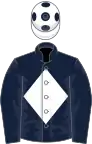 Dark blue, white diamond, white cap, dark blue spots