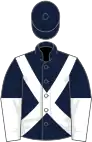 Dark blue, white cross belts, halved sleeves