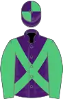 Purple, emerald green cross belts and sleeves, quartered cap