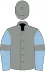 Grey, light blue sleeves, grey armlets