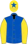 Royal blue, yellow sleeves, yellow cap, royal blue star