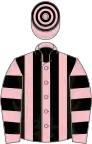 PINK and BLACK STRIPES, hooped sleeves and cap