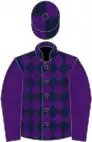 Dark green and purple diamonds, purple sleeves, quartered cap