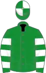 Green, white hooped sleeves, quartered cap