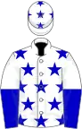 White, blue stars, halved sleeves, stars on cap