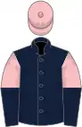 Dark blue, pink and dark blue halved sleeves, pink cap