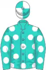 Turquoise, white spots, quartered cap